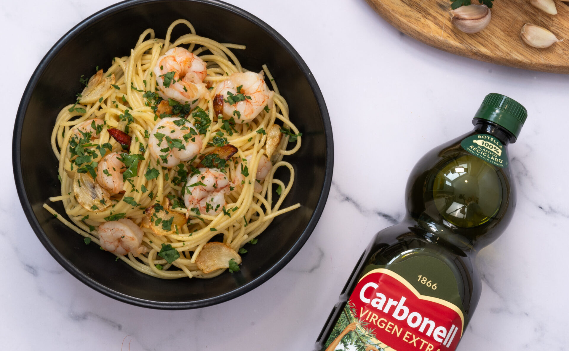 Espaguetis con gambas Espaguetis con gambas